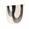 Wandteppich 90 x 100 cm aus Kordel in Schwarz Creme - geometrischer Wandbehang