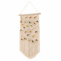 Makramee Wandbehang 40 x 75 cm Baumwolle Beige mit Blattmuster