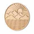 Wanddekoration 60 cm aus Holz Natur rund mit Berglandschaft Relief