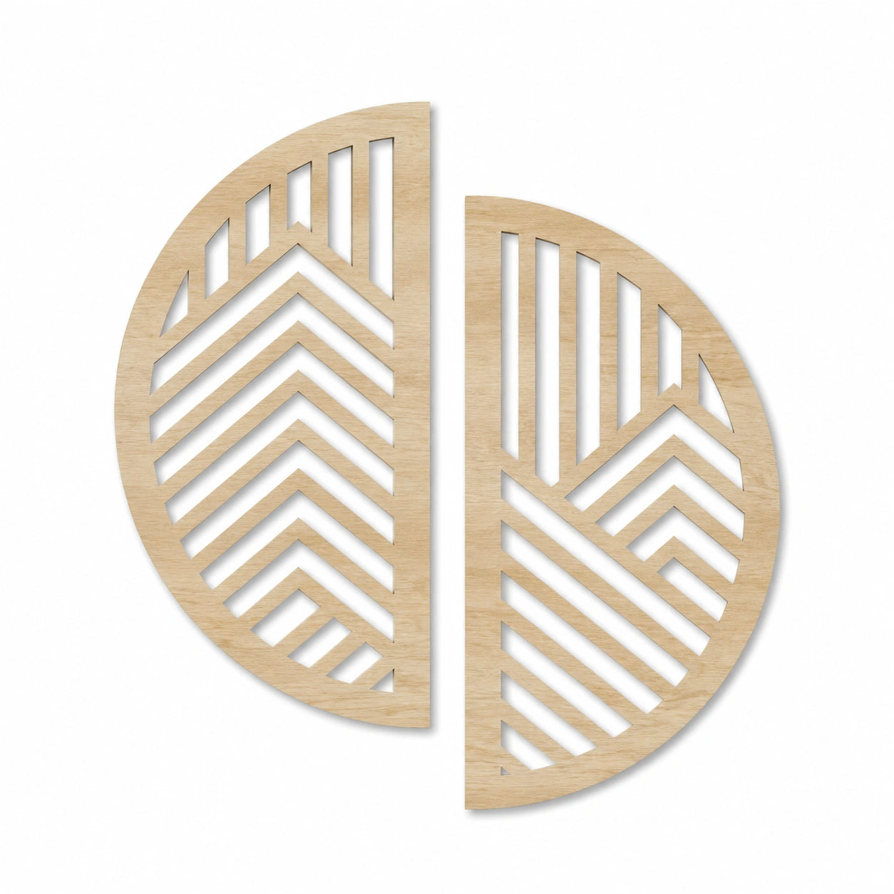 Wanddekoration 60 cm aus Holz natur - zweiteiliges geometrisches Wandrelief