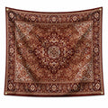 Wandteppich 150 x 130 cm Polyester Rotbraun Creme Blumenornament mit Ösen