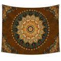 Wandteppich 150 x 130 cm Polyester Braun Grün Mandala Blumenmuster Boho Wanddekoration