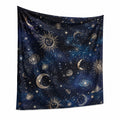 Wandteppich 150 x 130 cm aus Polyester in Dunkelblau mit Galaxie Motiv für Wanddekoration
